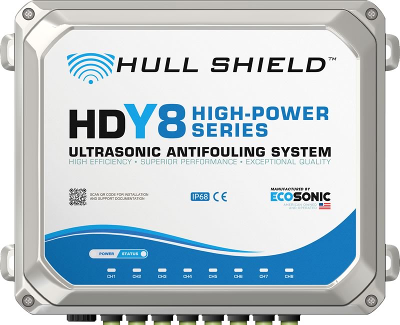 Hull Shield HDY-8 Ultrasonic Antifouling for yachts, ships, boats, and vessels.
