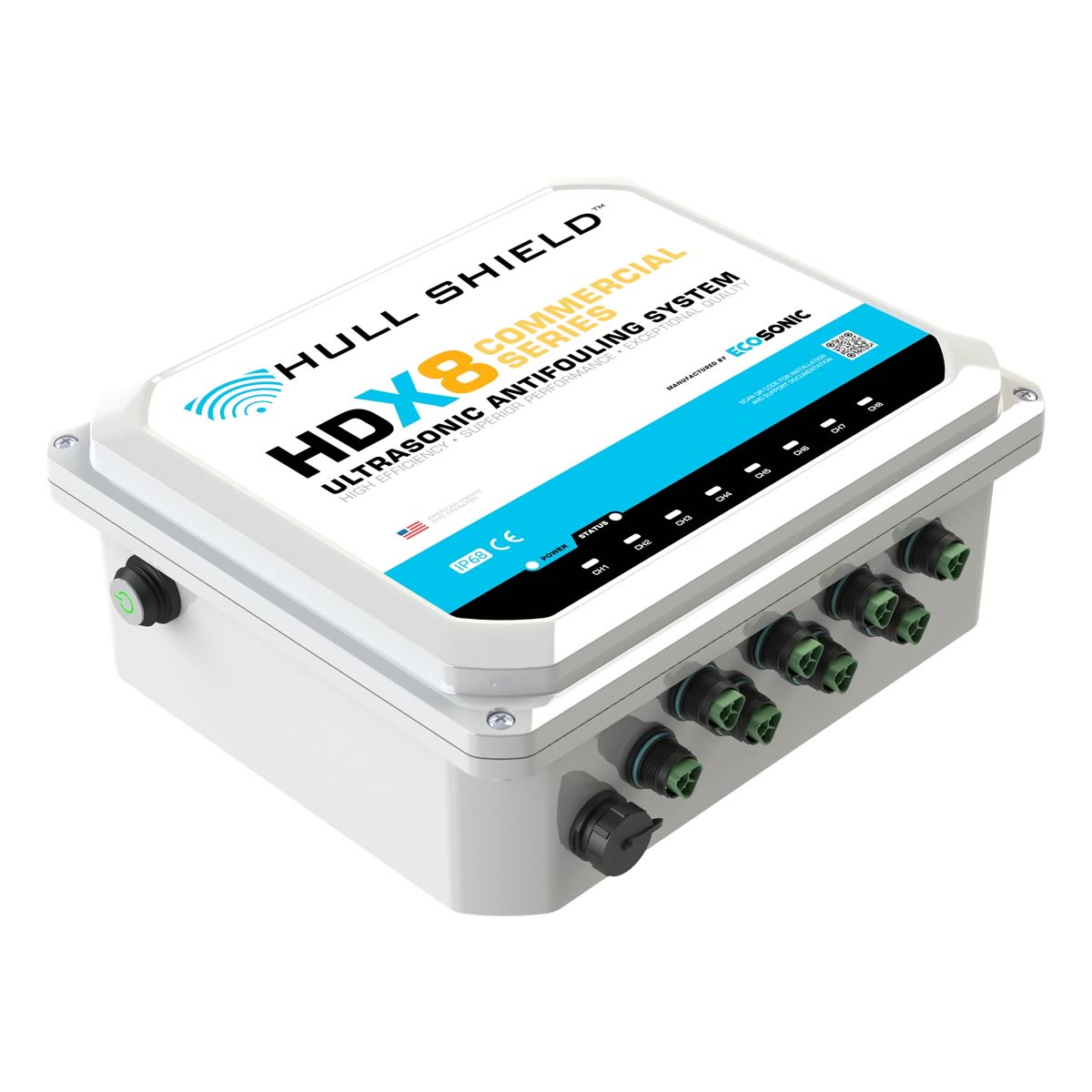Hull Shield HDX-8 Ultrasonic System for Commercial Ships and Boats Protects Bottom Paint