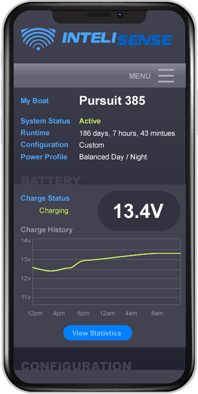 Hull Shield HDi INTELISENSE remote monitoring app for ultrasonic antifouling.
